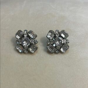 Dazzling Silver Rhinestone Cluster Earrings